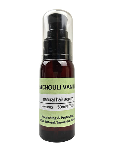 50ml Natural Hair Serum scented with pure patchouli and vanilla essential oils