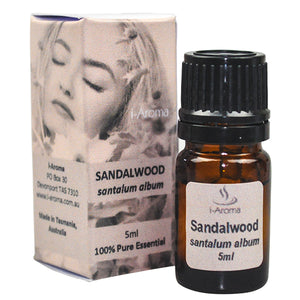 5ml bottle of pure Australian Santalum Album Sandalwood Essential Oil is known for easing mental fatigue and calming nerves.