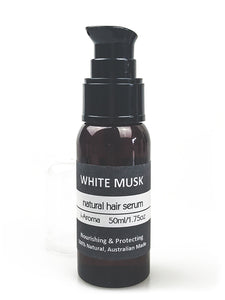 Natural Hair Serum scented with the fragrance of White Musk. Repair, nourish and perfume dry and damaged hair. Australian made