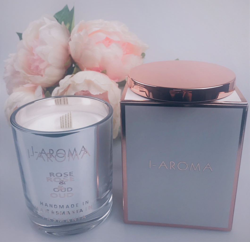 a sensual candle that emits the true floral scent of red roses complemented with the exotic woody fragrance of agarwood otherwise known as 