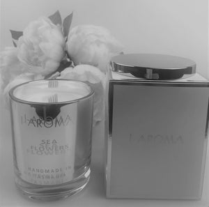 i-Aroma's Sea Flowers Luxury Candle is a gorgeous and popular candle combining  freshness of the sea, the crispness of a white floral bouquet, the sweetness of melons on a base of muskflowers & ambrette. Made in Tasmania